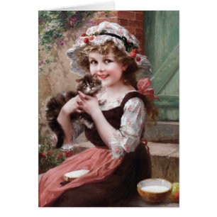 Chica del vintage y su gatito,