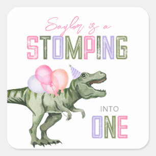 Chica Dino Primeros Pegatinas del Partido del Cump