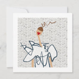 Chica Divertida Tarjeta de Arte de Ilustración de
