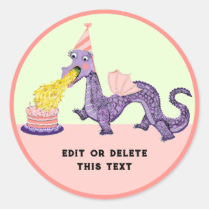 Chica Dragon Birthday Classic Round Pegatina