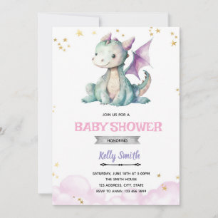 Chica Dragon invitación a la ducha de bebé