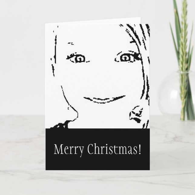 Chica dulce, retrato blanco negro, Feliz Navidad (Anverso)