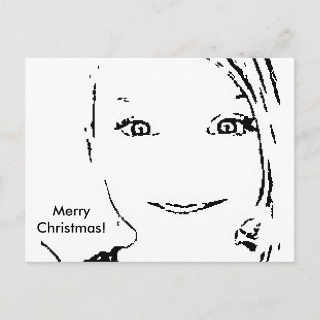 Chica dulce, retrato blanco negro, Feliz Navidad (Anverso)