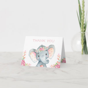 Chica Elefante Baby Shower Agradecimiento