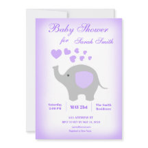 Chica elefante Invitación a Baby Shower Corazones