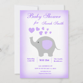 Chica elefante Invitación a Baby Shower Corazones 