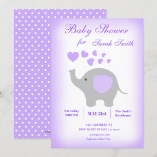 Chica elefante Invitación a Baby Shower Corazones