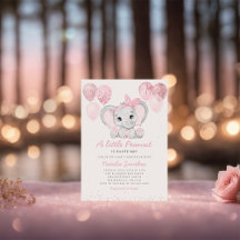 Chica elefante lindo globos Invitación a Baby Show