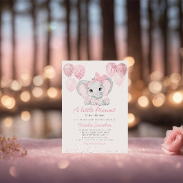 Chica elefante lindo globos Invitación a Baby Show