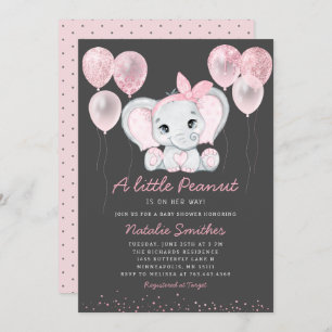 Chica elefante lindo globos Invitación a Baby Show