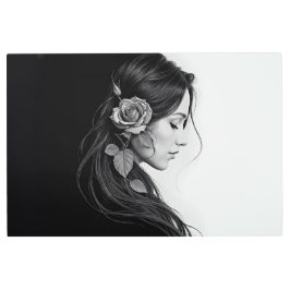 Chica elegante con flor en el cabello arte moderno