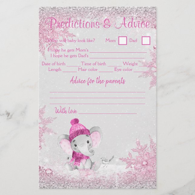 Chica Elephant Baby Shower Doble Juego Volante (Frente)