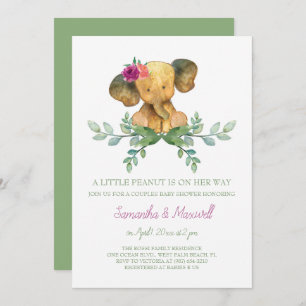 Chica Elephant Baby Shower Invitación