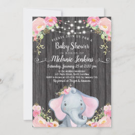 Chica Elephant Baby Shower Invitación