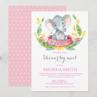 Chica Elephant Baby Shower por invitación por corr