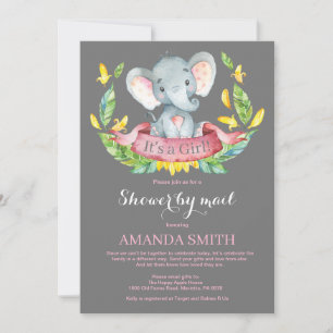Chica Elephant Baby Shower por invitación por corr