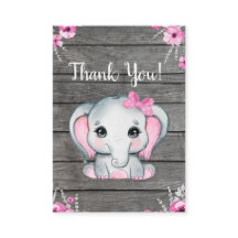 Chica Elephant Gracias Tarjeta Baby Shower