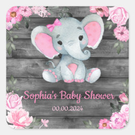Chica Elephant Shower Floral Pegatinas rosados