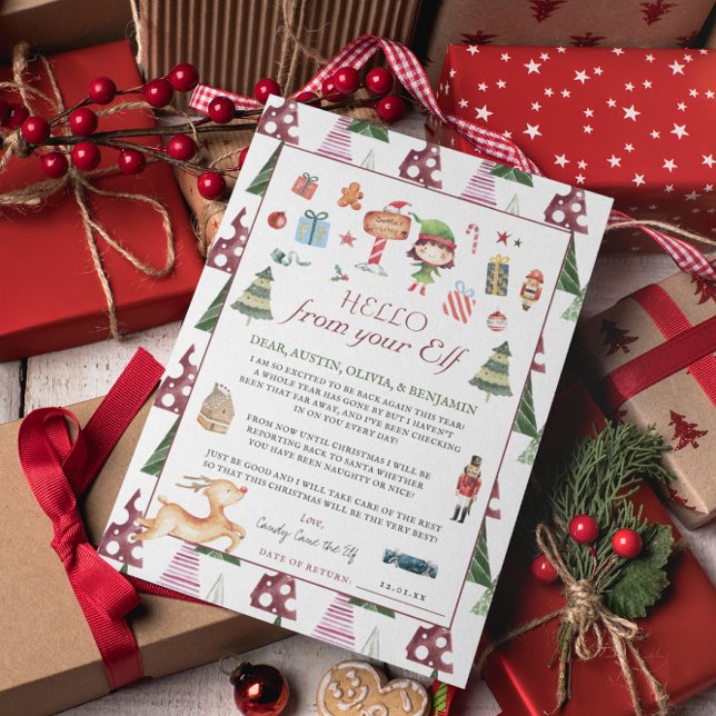 Chica Elf | Tarjeta de carta Elf Hello para Navida (Subido por el creador)
