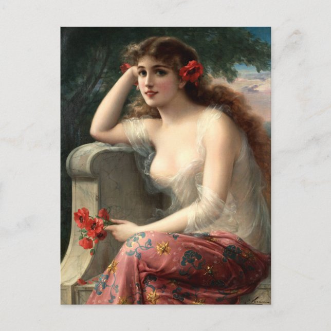 Chica Emile Vernon con una tarjeta postal con amap (Anverso)