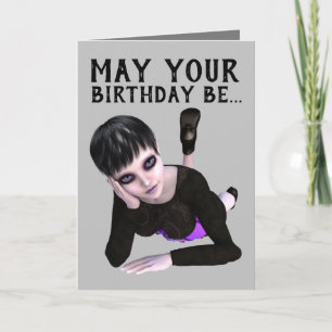 CHICA EMO GÓTICA, TARJETAS DE CUMPLEAÑOS RETORCIDA