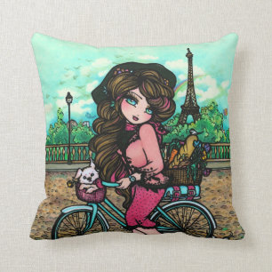 Chica en almohada del arte de la torre Eiffel de