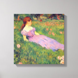 Chica en arte de canvas de campo