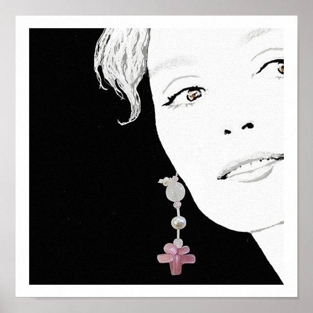 Chica en arte de ilustracion de perlas (Frente)