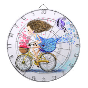 Chica En Bicicleta Tablero Regalo Romántico Corazó