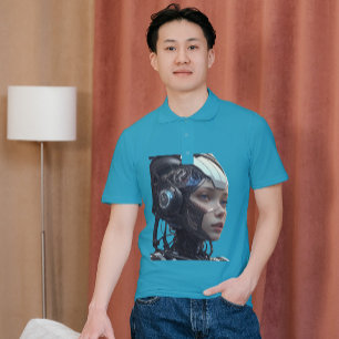 Chica en camiseta de inteligencia artificial