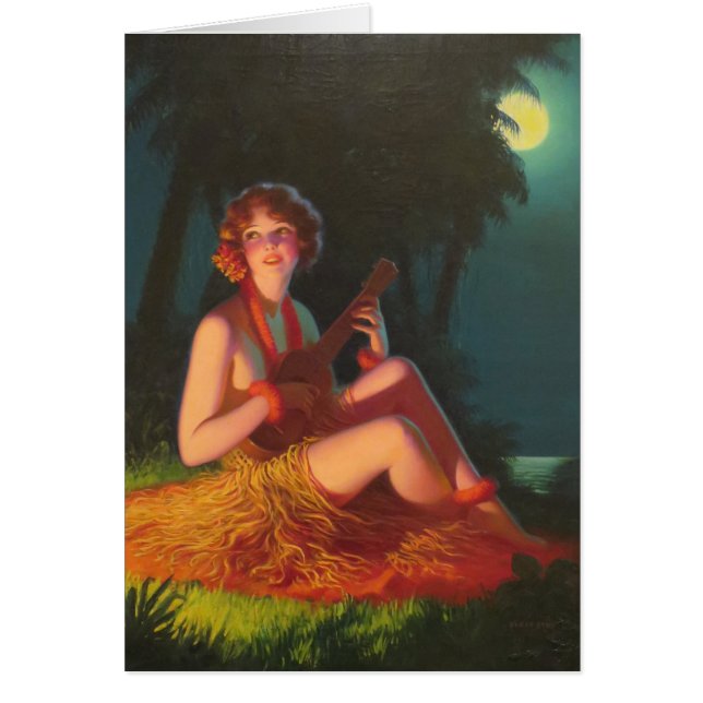 Chica en claro de luna con el Ukulele del banjo (Frente)