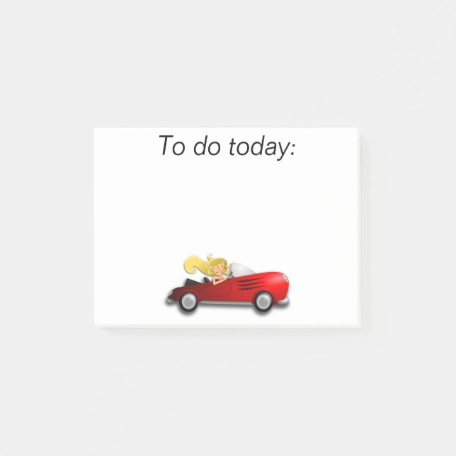 Chica en Coche Rojo Nota Post It (Anverso)