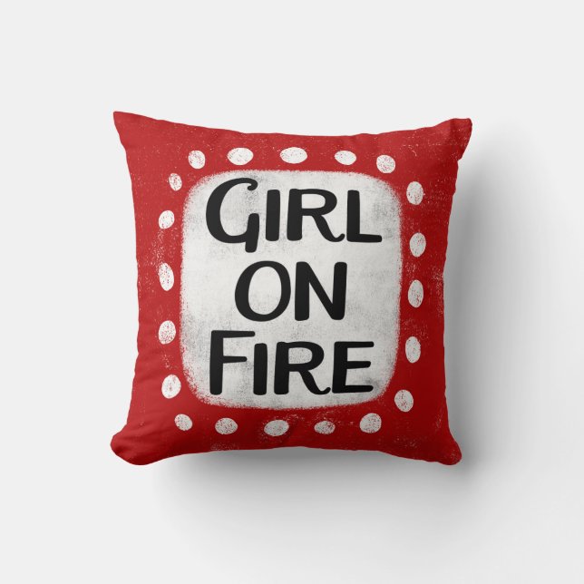 Chica En Cojín decorativo De Incendios (Anverso)
