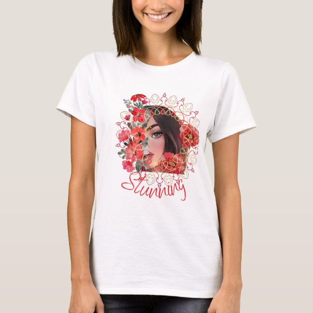 Chica en flor, imprimir con camiseta a petición (Anverso)
