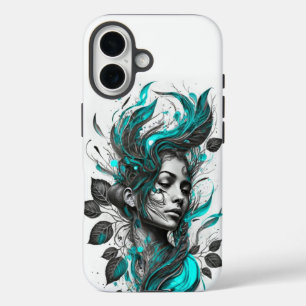 Chica en hojas funda de iPhone artístico 16