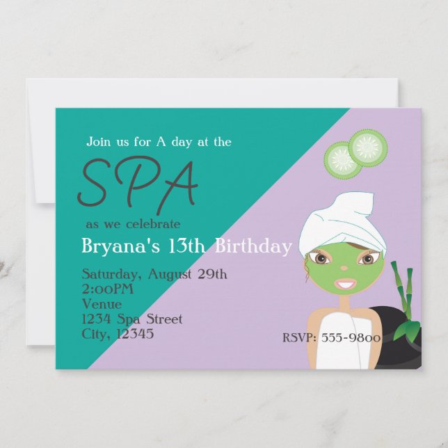 Chica en la invitación de cumpleaños de belleza en (Anverso)