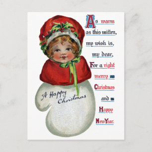 Chica en la Navidad Mitten Vintage