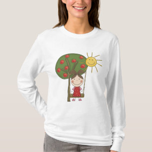 Chica en las camisetas y los regalos del