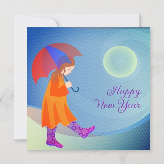 Chica En Lluvia Moderno Colorido Personalizado Cut (Anverso)