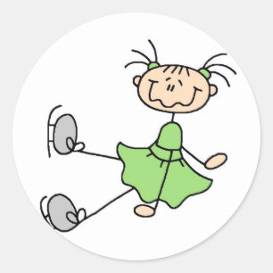 Chica En Pegatina De Esquí De Hielo Verde