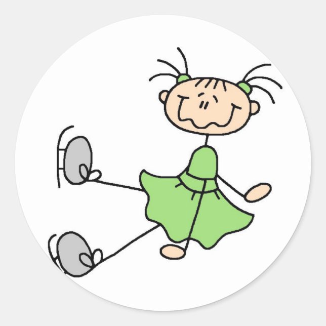 Chica En Pegatina De Esquí De Hielo Verde (Anverso)