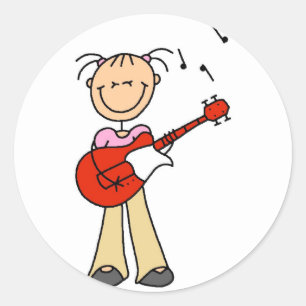 Chica En Pegatina De Guitarra