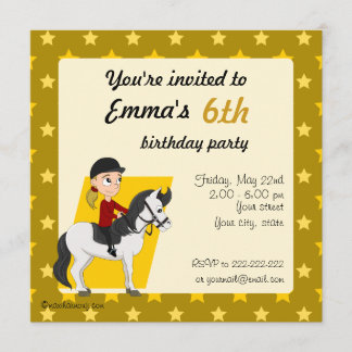 Chica en personalizado de caballo invitaciones par