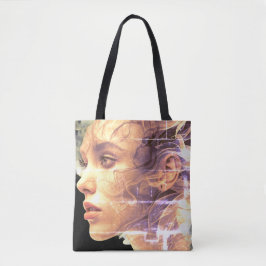 Chica en remolinos humeantes: bolsa de mano reutil