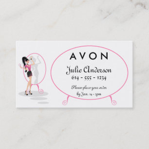Chica en tarjeta de visita de moda del salón del