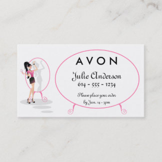 Chica en tarjeta de visita de moda del salón del