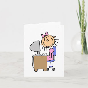 Chica en tarjeta del ordenador