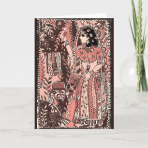 Chica en tarjetas de felicitación festivas Subió