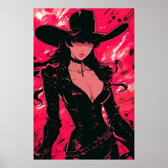 Chica en todo Poster de arte negro (Frente)