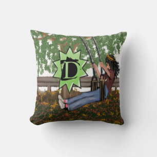 Chica En Un Cojín decorativo De Swing Personalizad